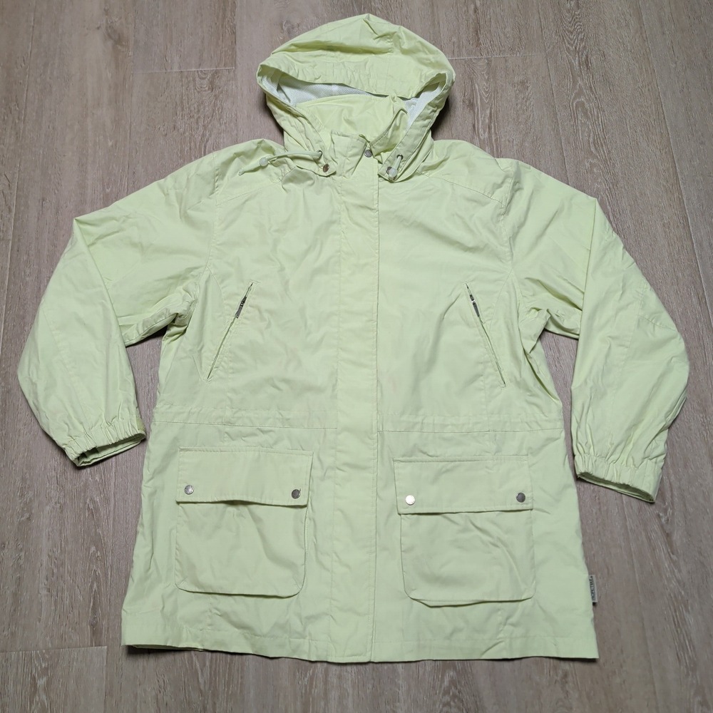 Pacific Trail Rain Jacket Womens L Pistachio Green Hooded Utility Parka Lined